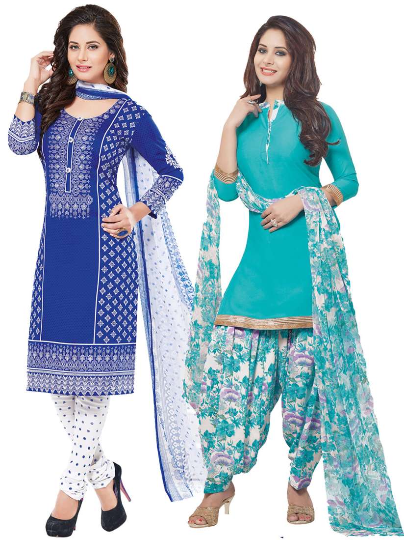 Buy Ishin Combo of 2 Unstitched Salwar Suit Dress Material With Dupatta Dress Material for Women 4348826 Myntra