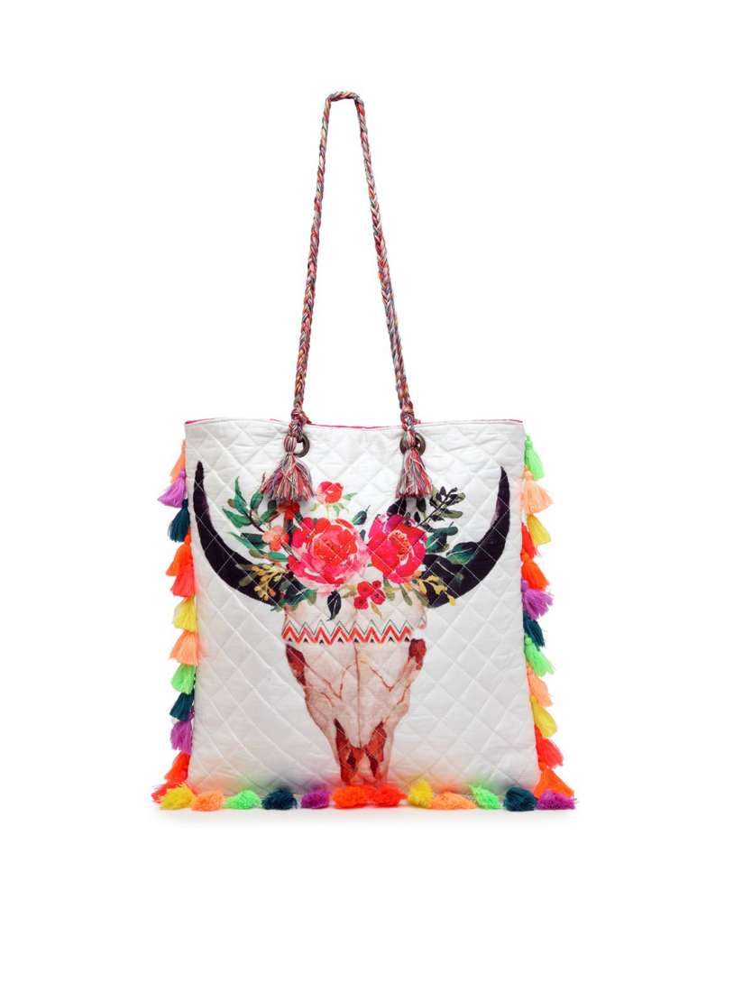 Buy The House of Tara White Gold Toned Printed Tote Bag Handbags for Women 4349001 Myntra