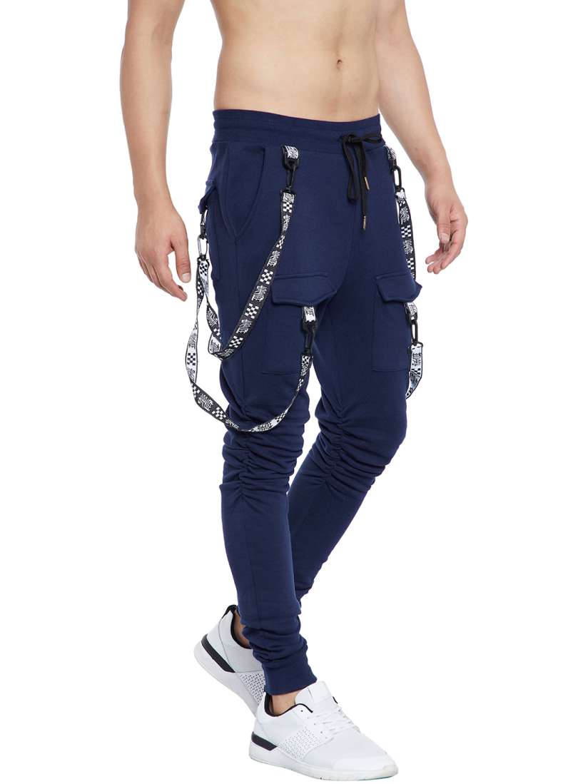 Buy Navy Gathered Strap Joggers Track Pants for Men 4367751 Myntra