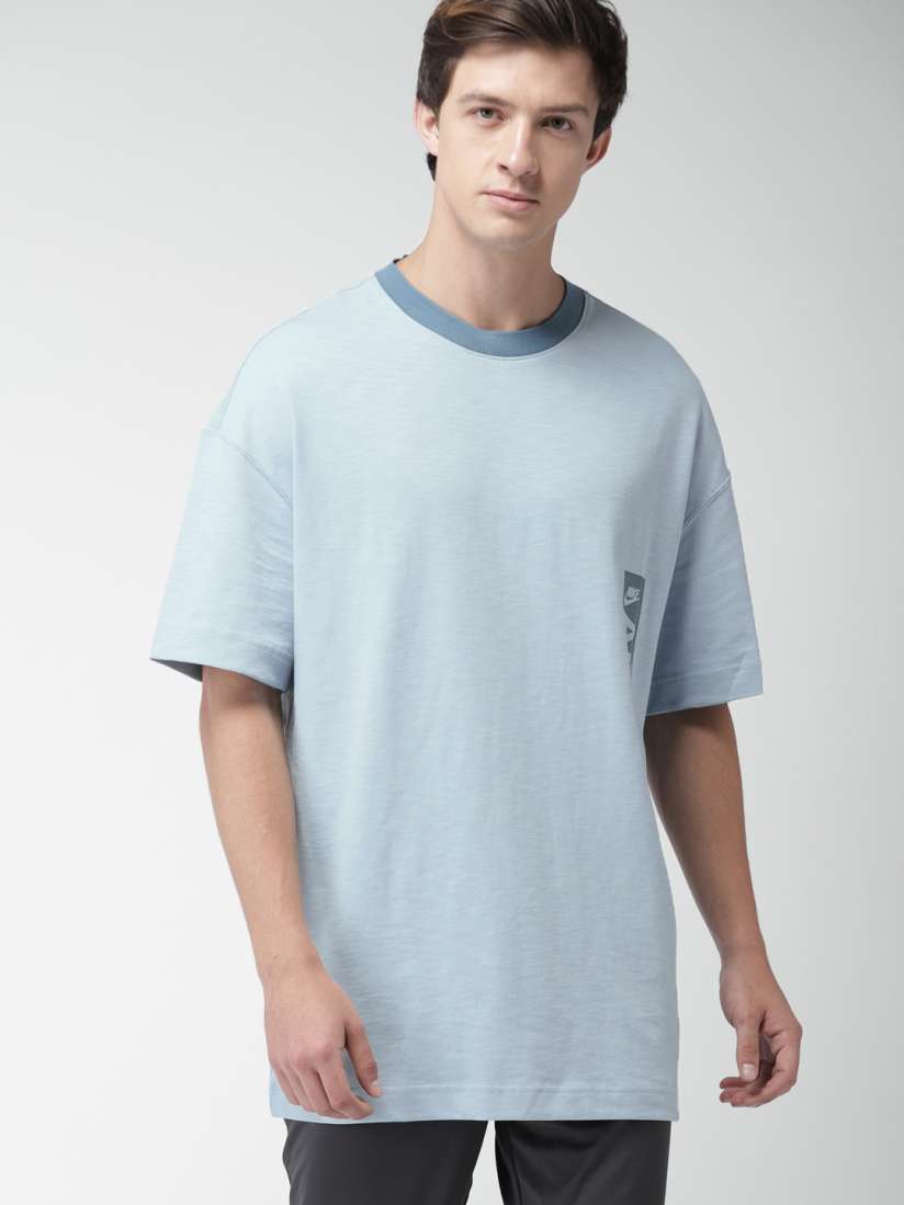 Buy Nike Men Blue Solid Round Neck Longline Pure Cotton T shirt Tshirts for Men 4368481 Myntra
