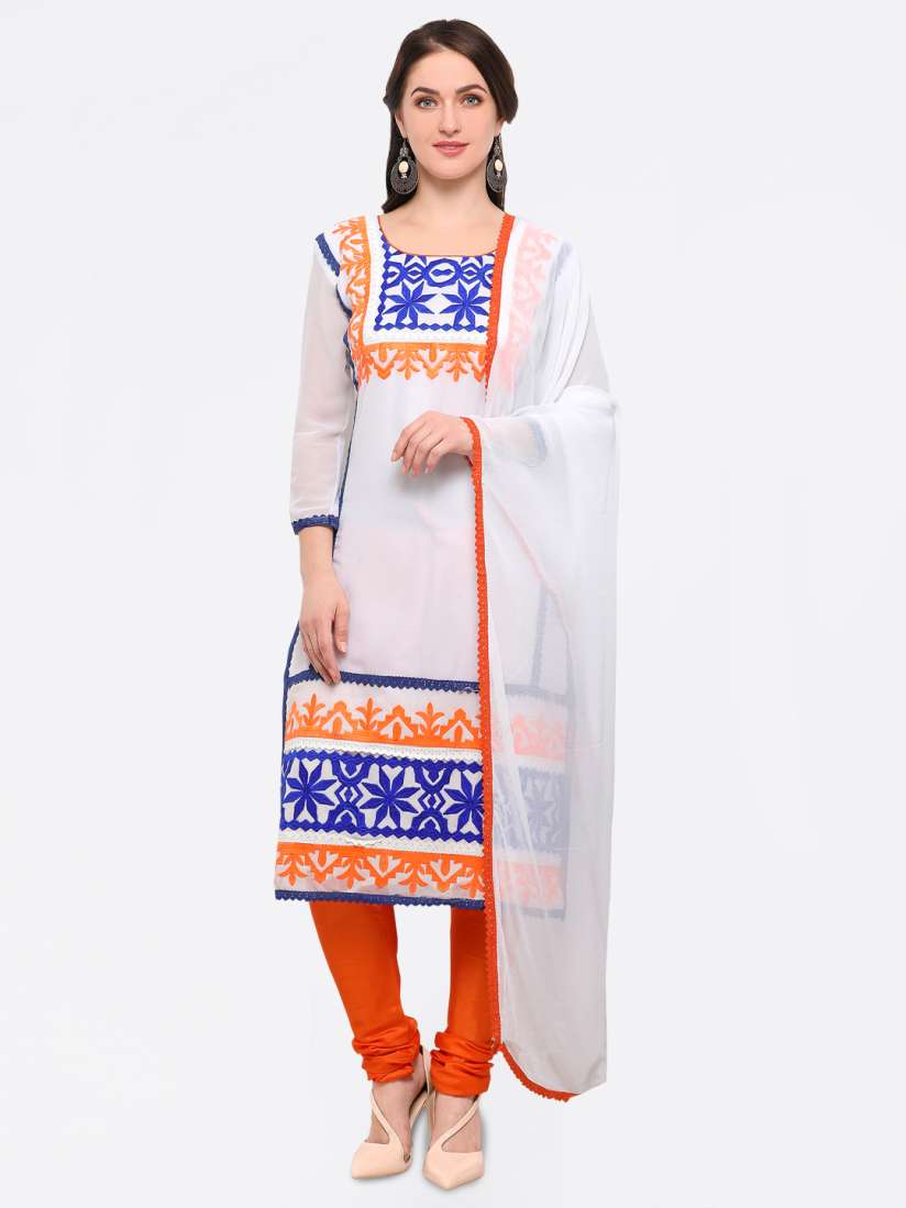 Semi stitched dress materials on sale
