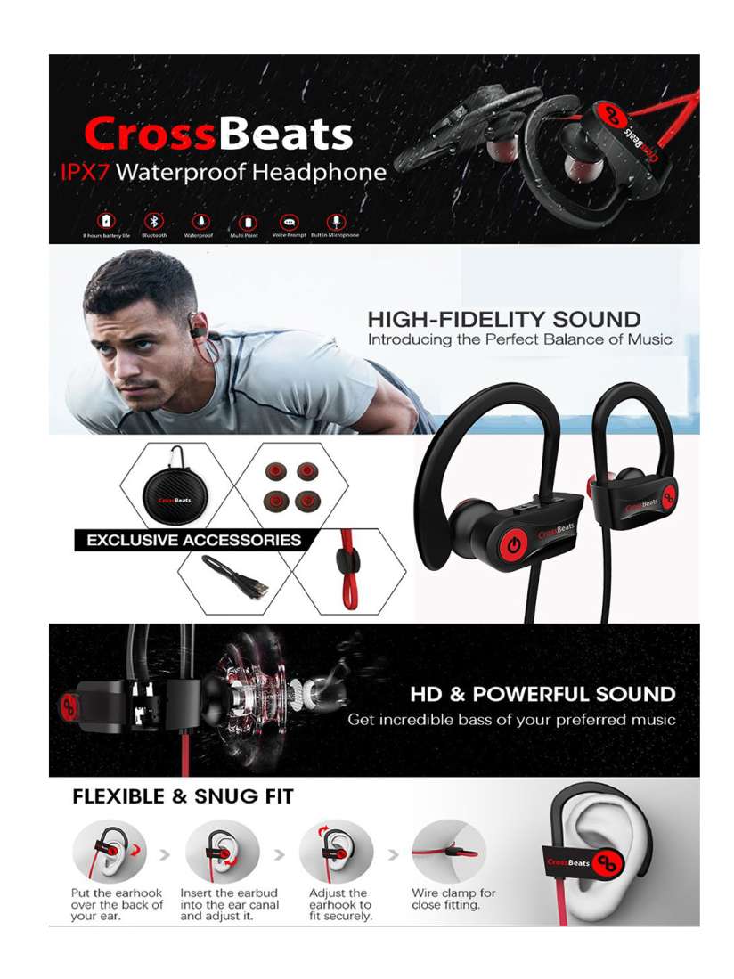 Crossbeats wave waterproof bluetooth wireless earphones online