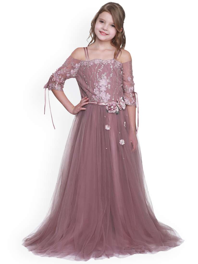 Buy CUTECUMBER Girls Mauve Embellished Maxi Lace Dress Dresses for Girls 4424200 Myntra