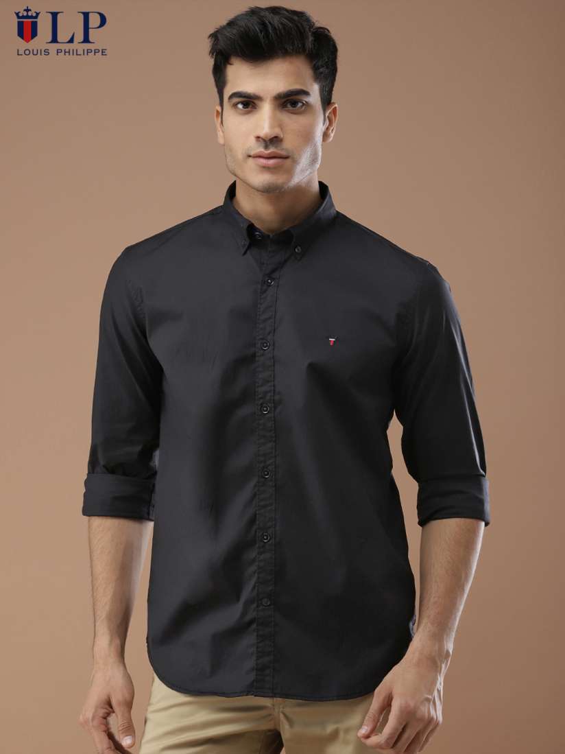 Buy Louis Philippe Sport Men Black Super Slim Fit Solid Casual Shirt Shirts for Men 4438975 Myntra