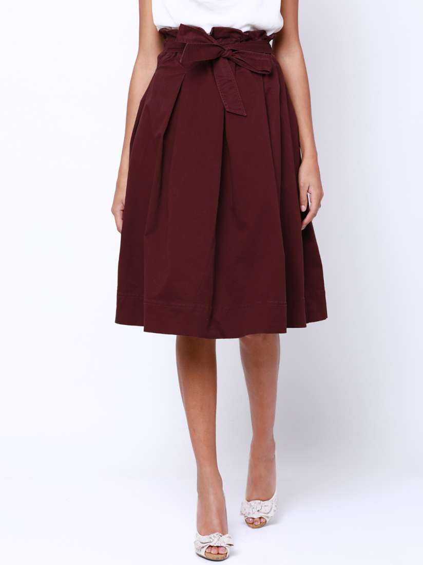 Buy Tokyo Talkies Maroon Pleated Knee Length Skirt Skirts for Women 4441869 Myntra