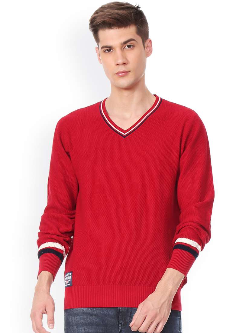 Buy University of Oxford by People Men Red Solid Pullover Sweaters for Men 4443303 Myntra