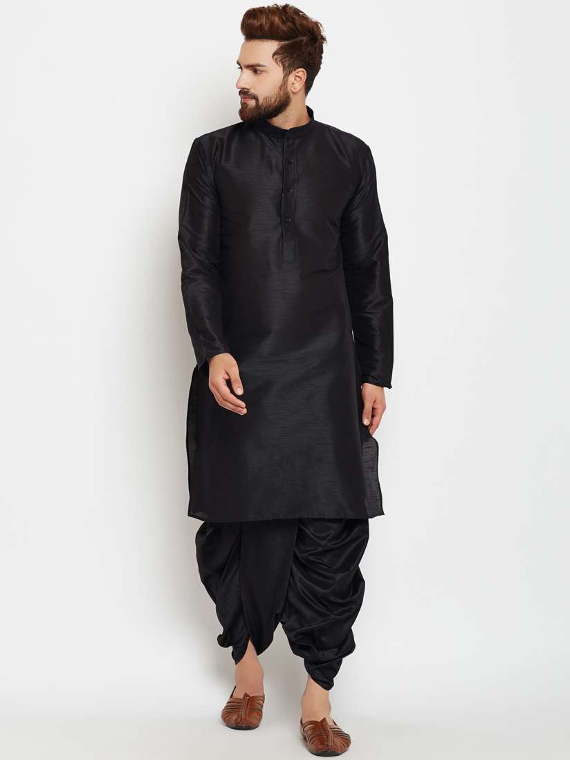 Buy ROYAL KURTA Men Black Solid Kurta with Dhoti Pants Kurta Sets for Men 4444892 Myntra