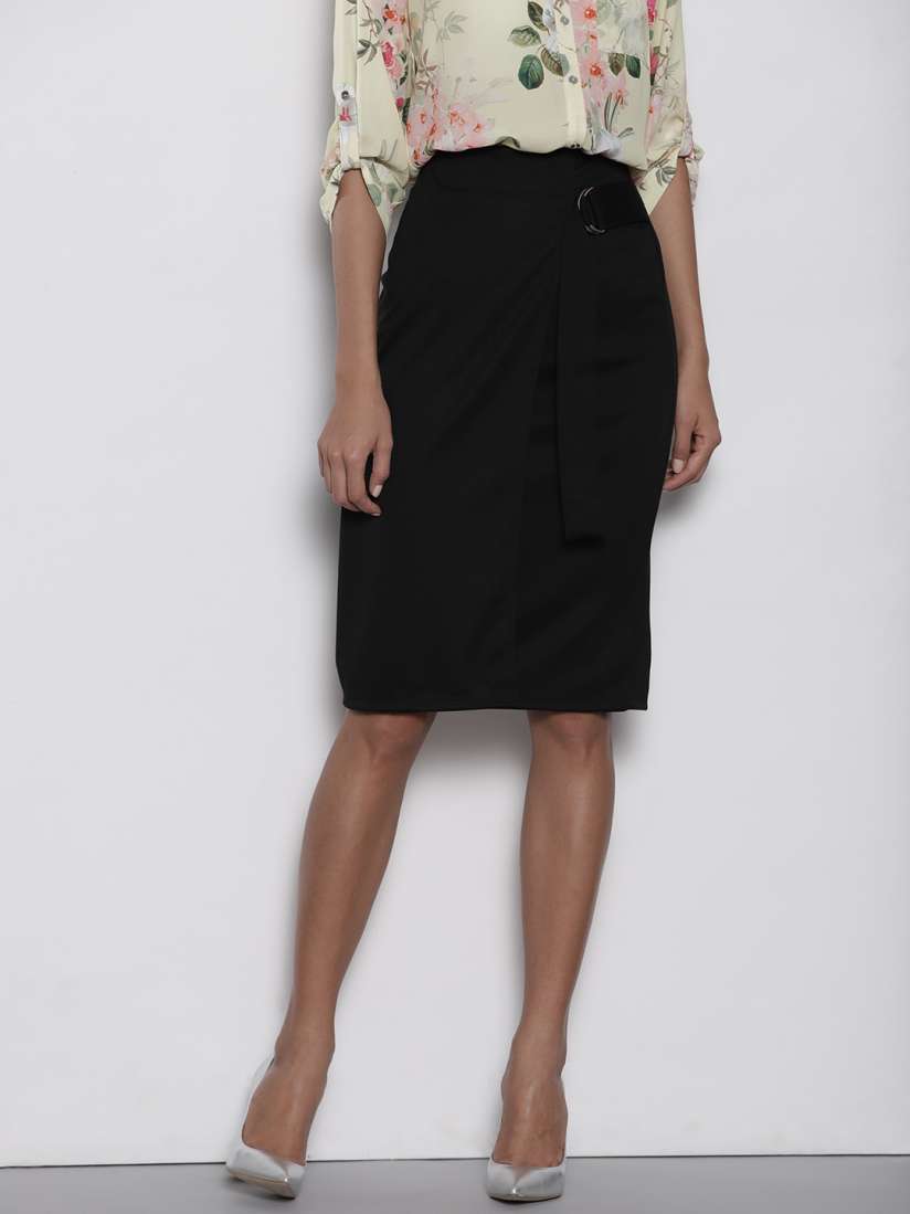 Buy DOROTHY PERKINS Black Wrap Skirt Skirts for Women 4447650 Myntra
