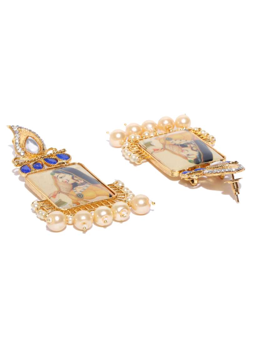 Buy Zaveri Pearls Blue Gold Plated Padmavati Inspired Stone Studded Drop Earrings Earrings for Women 4448033 Myntra