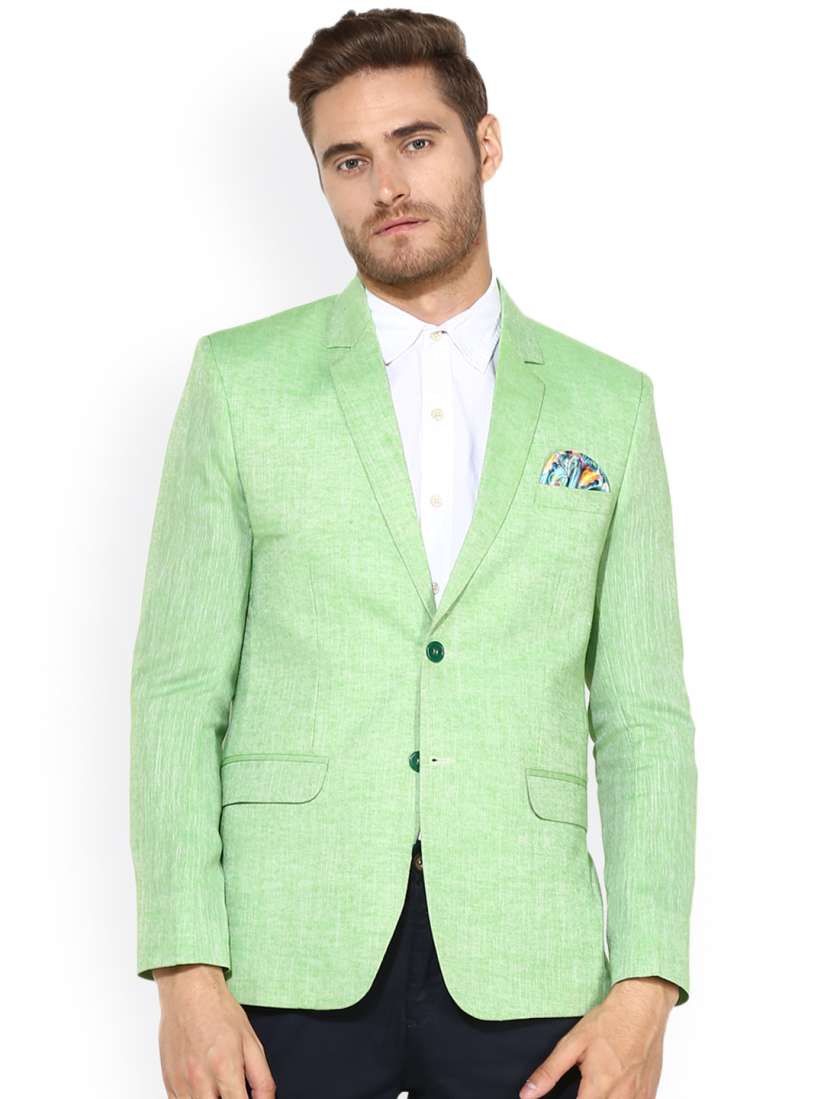 Buy Hangup Men Green Single Breasted Linen Casual Blazer Blazers for Men 4449585 Myntra