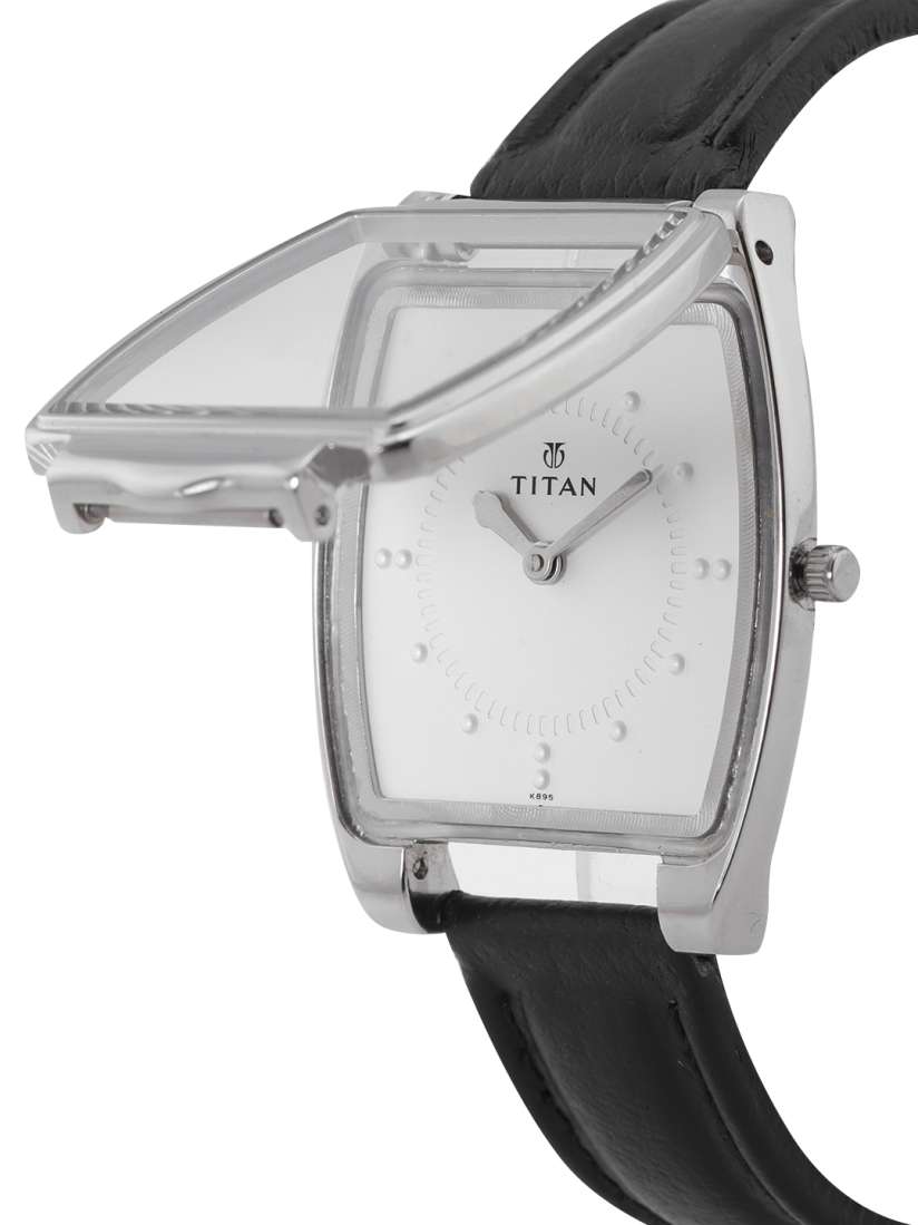 Buy Titan Men Silver Toned Dial Black Leather Tactile Braille Analogue Watch NB1854SL01 Watches for Men 4450633 Myntra