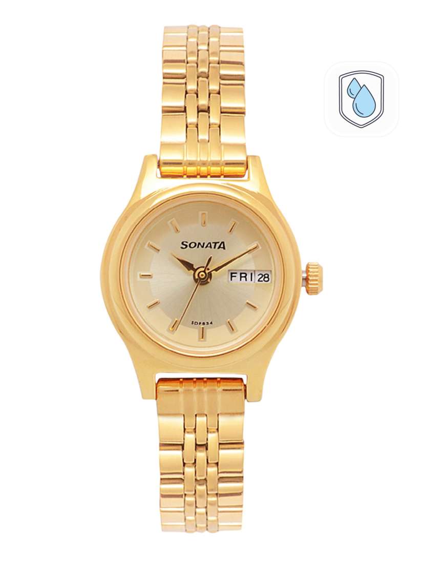 Sonata watches golden colour deals