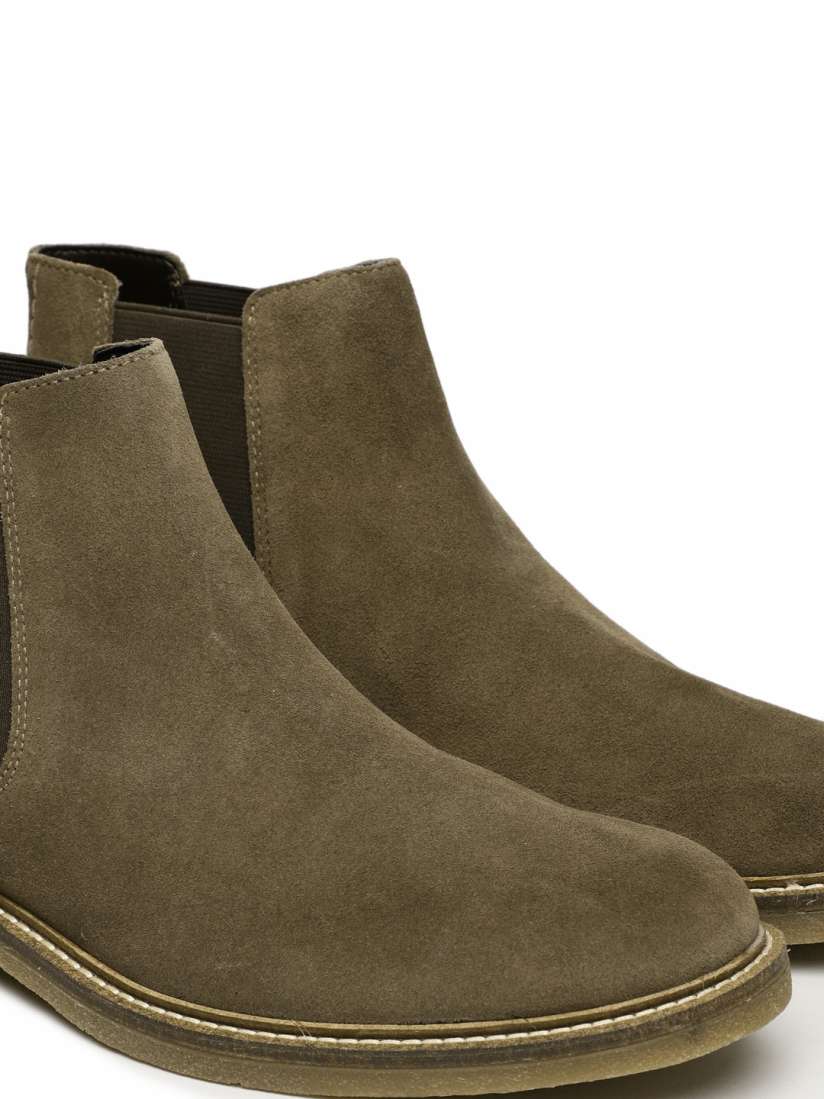 Buy Jack Jones Men Taupe Solid Leather High Top Flat Boots Boots for Men 4452731 Myntra