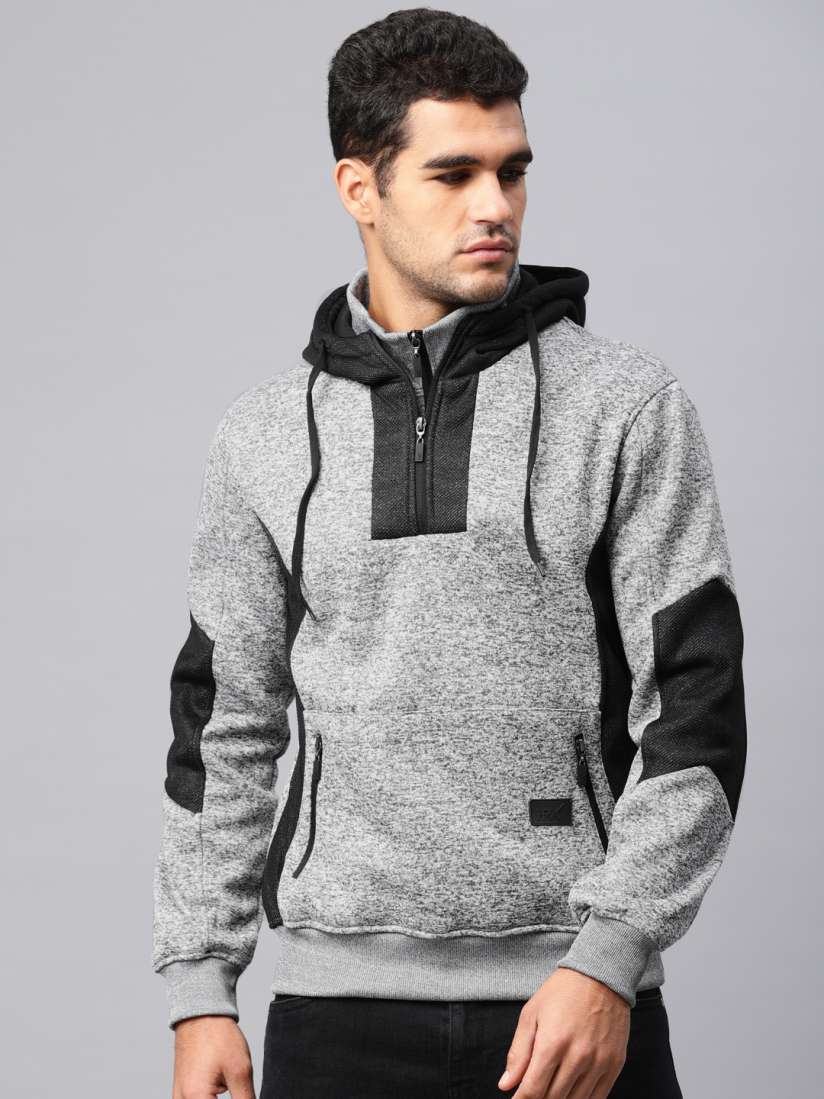 Buy HRX by Hrithik Roshan Men Grey Melange Solid Hooded Sweatshirt Sweatshirts for Men 4453176 Myntra
