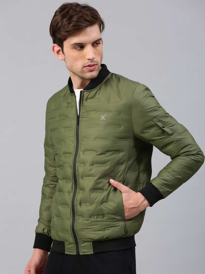 Hrx olive green jacket online