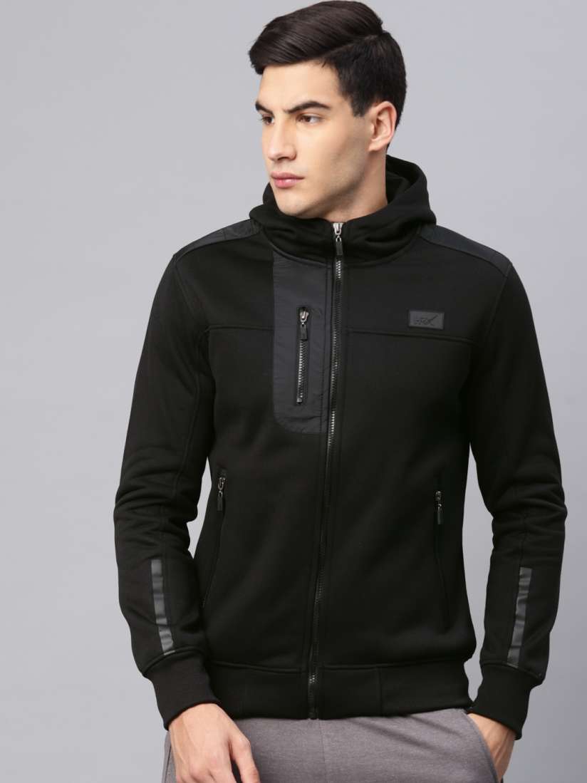 Buy HRX by Hrithik Roshan Men Black Solid Hooded Sweatshirt Sweatshirts for Men 4453345 Myntra