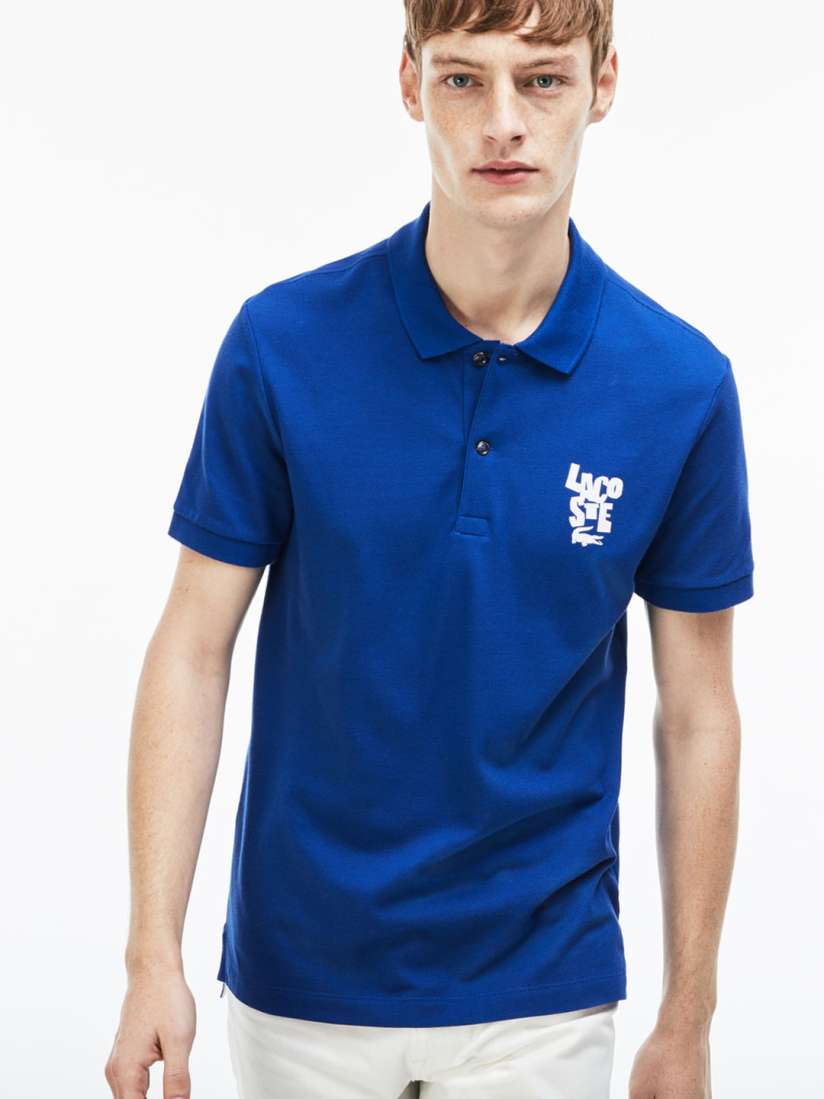 Buy Lacoste Men Blue Printed Polo Collar T shirt Tshirts for Men 4454200 Myntra