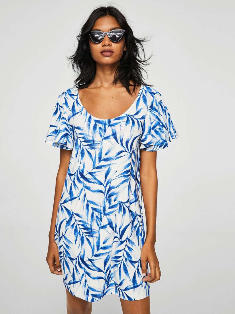 Mango blue and white dress cheap