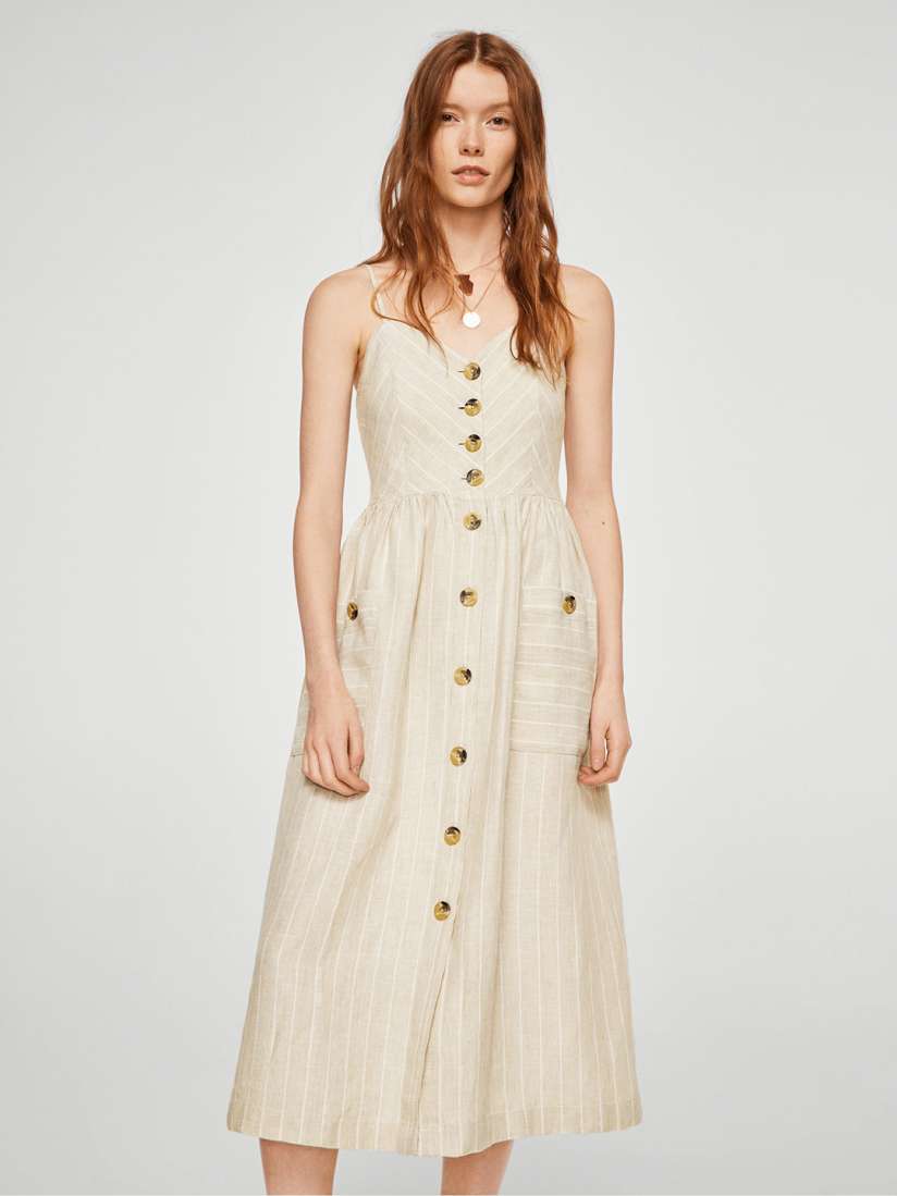 Striped linen dress mango store