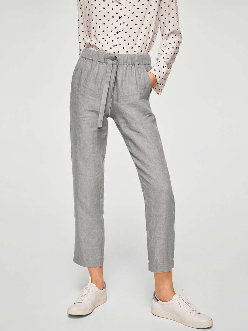 Grey linen trousers womens cheap