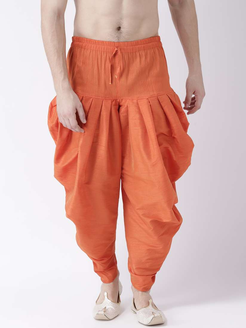 Buy DEYANN Men Orange Solid Silk Dhoti Dhotis for Men 4640510 Myntra