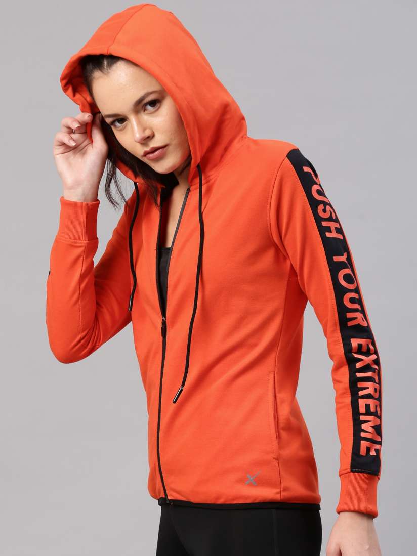 Buy HRX by Hrithik Roshan Women Orange Hooded Active Sweatshirt Sweatshirts for Women 4653850 Myntra