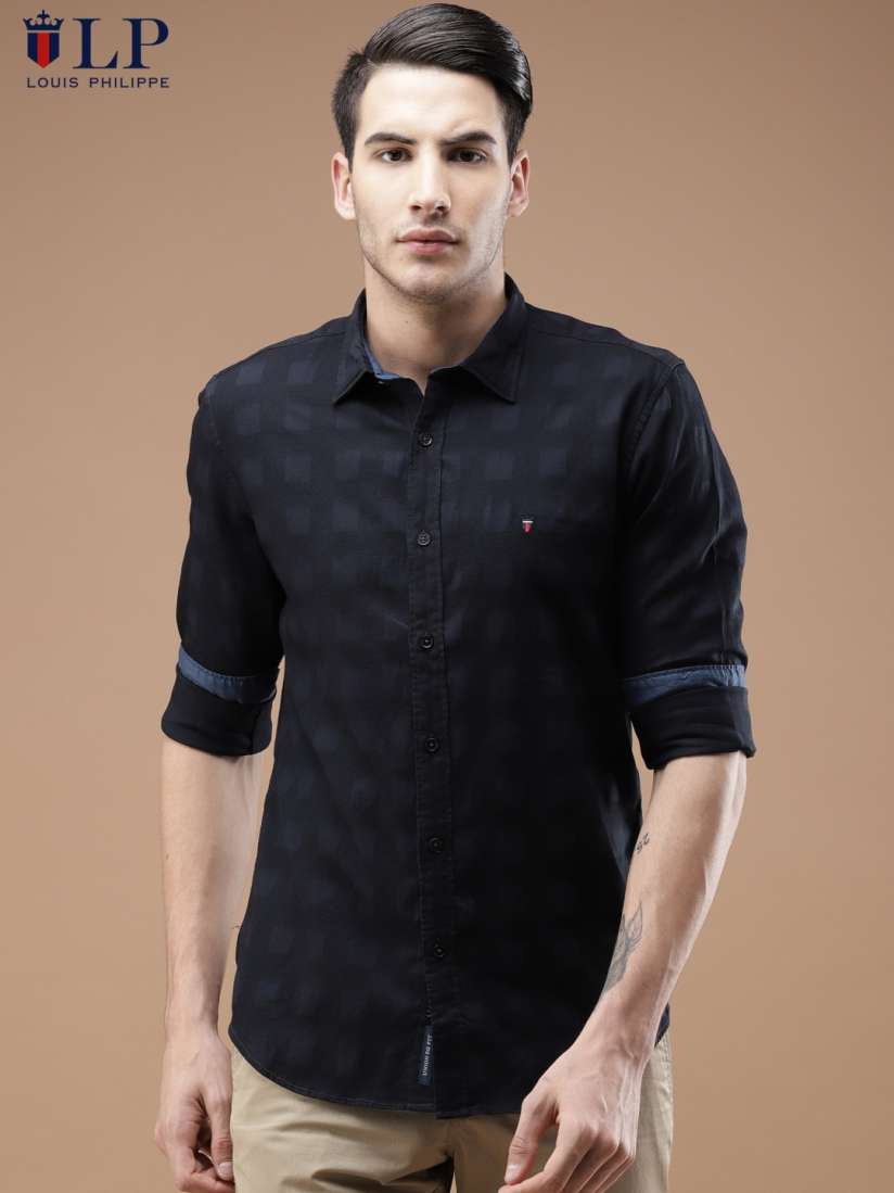 Buy Louis Philippe Sport Men Navy Super Slim Fit Checked Casual Shirt Shirts for Men 4654069 Myntra