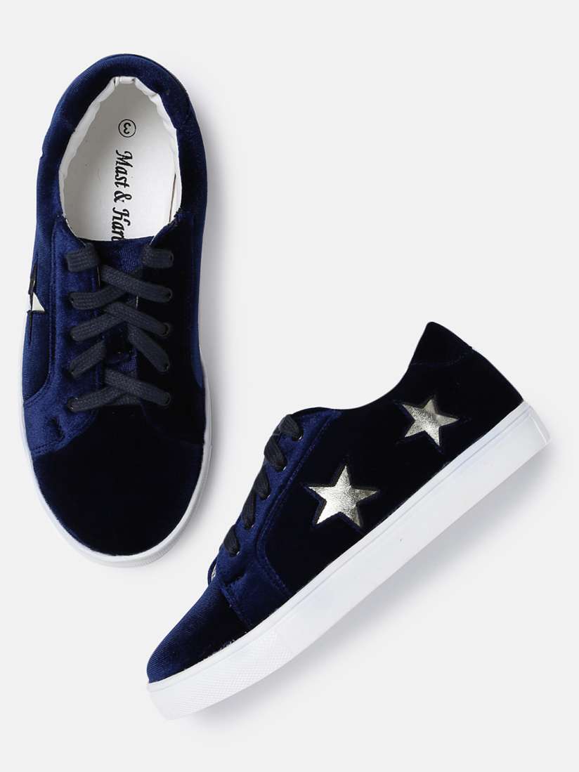 Navy velvet sneakers on sale
