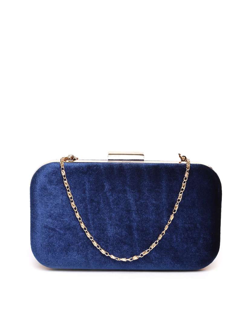 Buy DressBerry Navy Blue Solid Velvet Clutch Clutches for Women 4886954 Myntra