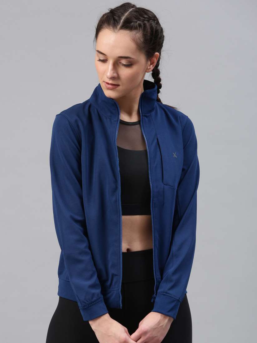 Buy HRX by Hrithik Roshan Women Blue Solid Sporty Jacket Jackets for Women 4923958 Myntra