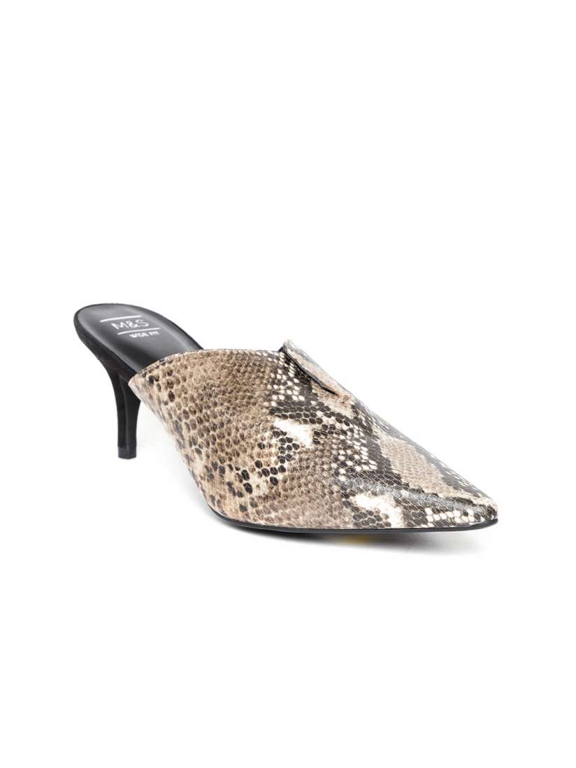 Buy Marks Spencer Women Brown Snakeskin Print Mules Heels for Women 4928947 Myntra