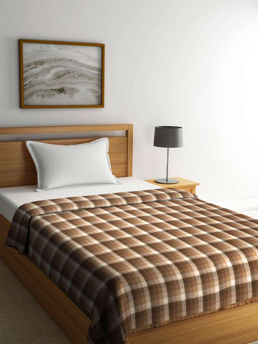 Buy Raymond Home Olive Green Brown Checked Heavy Winter Wool 550 GSM Single Bed Blanket Blankets Quilts and Dohars for Unisex 5124431 Myntra