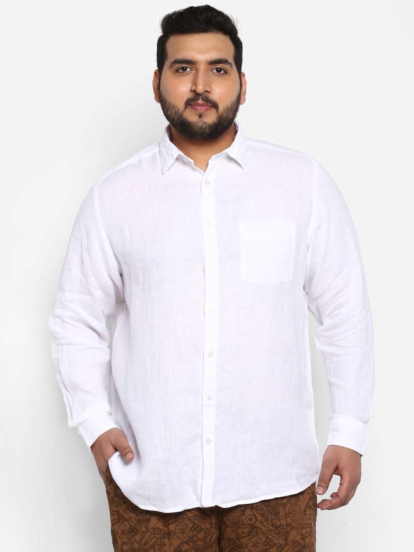 Buy aLL Plus Size Men White Regular Fit Solid Casual Linen Shirt Shirts for Men 5124857 Myntra