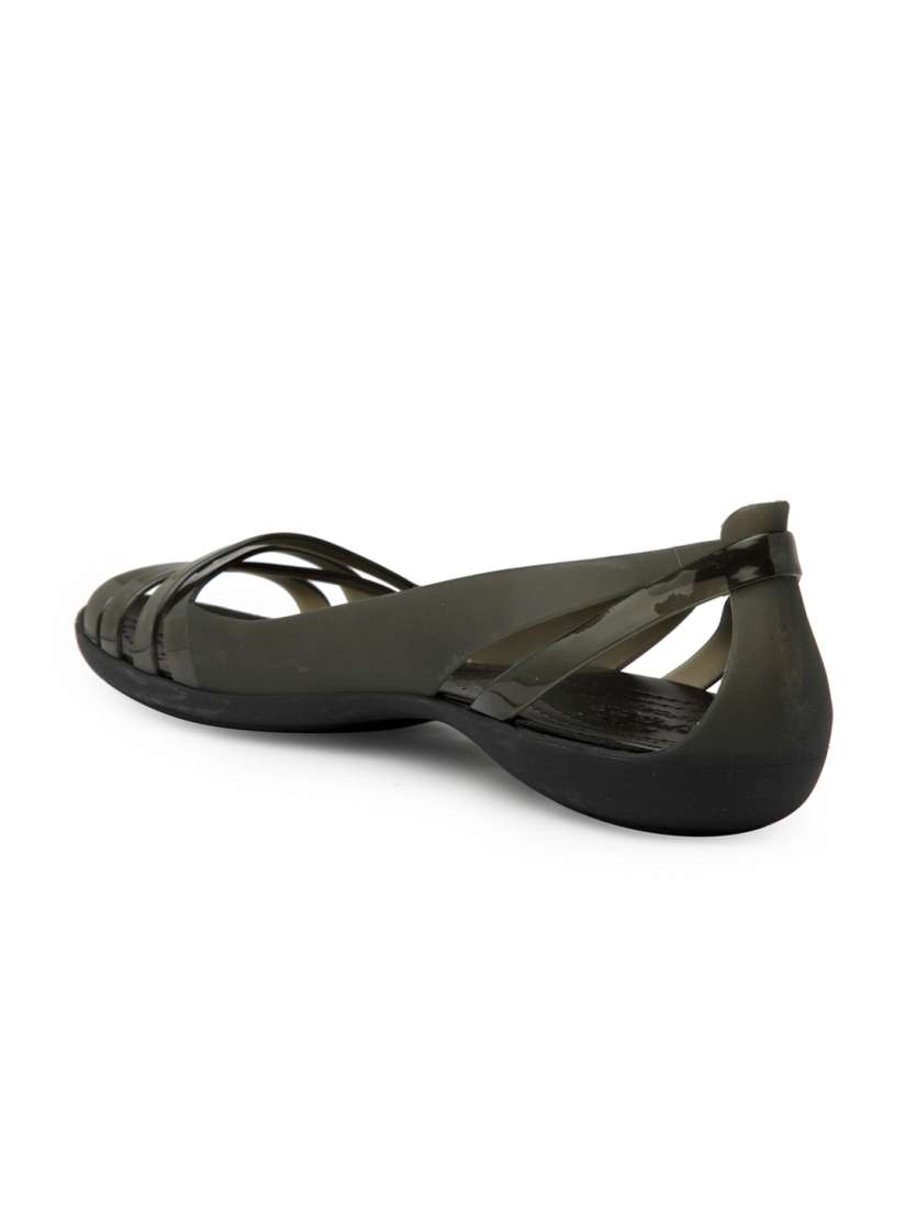 Crocs black solid open toe flats new arrivals