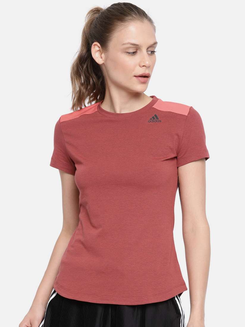 Buy ADIDAS Women Rust Red Solid Prime Tee Mix Round Neck T shirt Tshirts for Women 5126132 Myntra