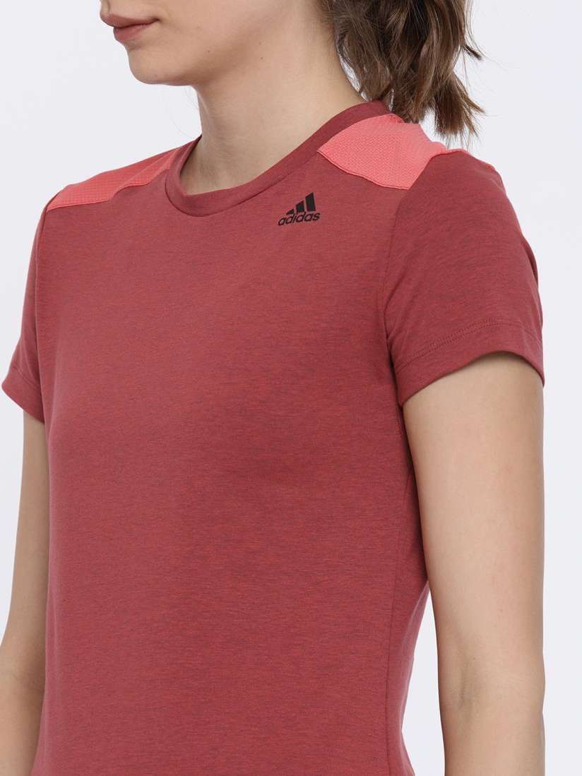 Buy ADIDAS Women Rust Red Solid Prime Tee Mix Round Neck T shirt Tshirts for Women 5126132 Myntra