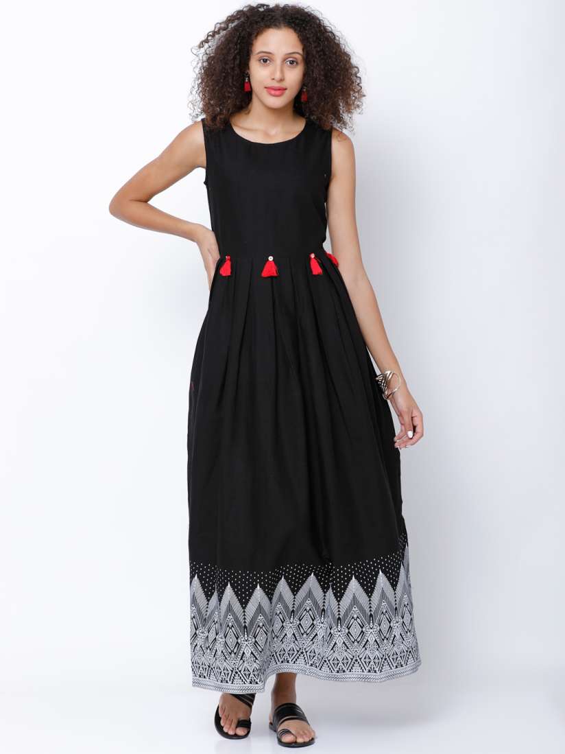 Buy Vishudh Women Black Printed Maxi Dress Ethnic Dresses for Women 5126576 Myntra