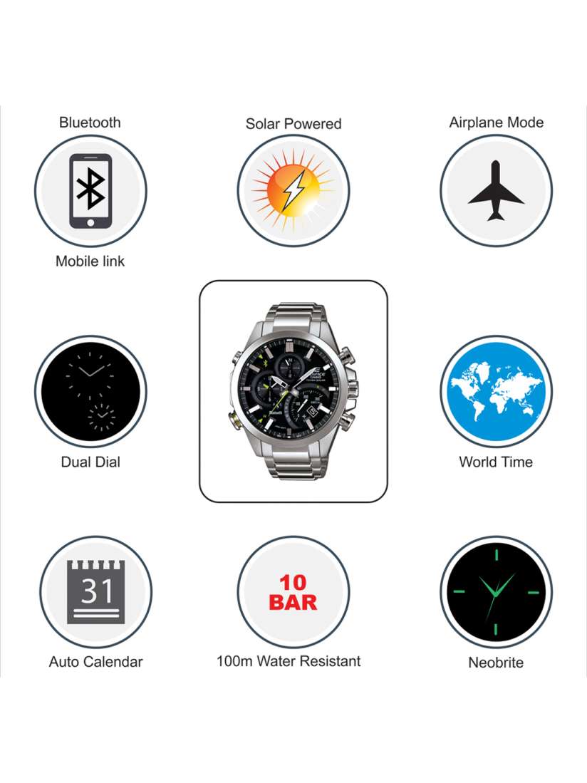 Buy CASIO EDIFICE Men Black Analogue Smart Watches EX209 EQB 500D 1ADR Smart Watches for Men 527255 Myntra