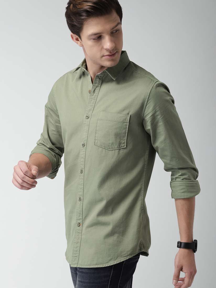 olive green shirt myntra