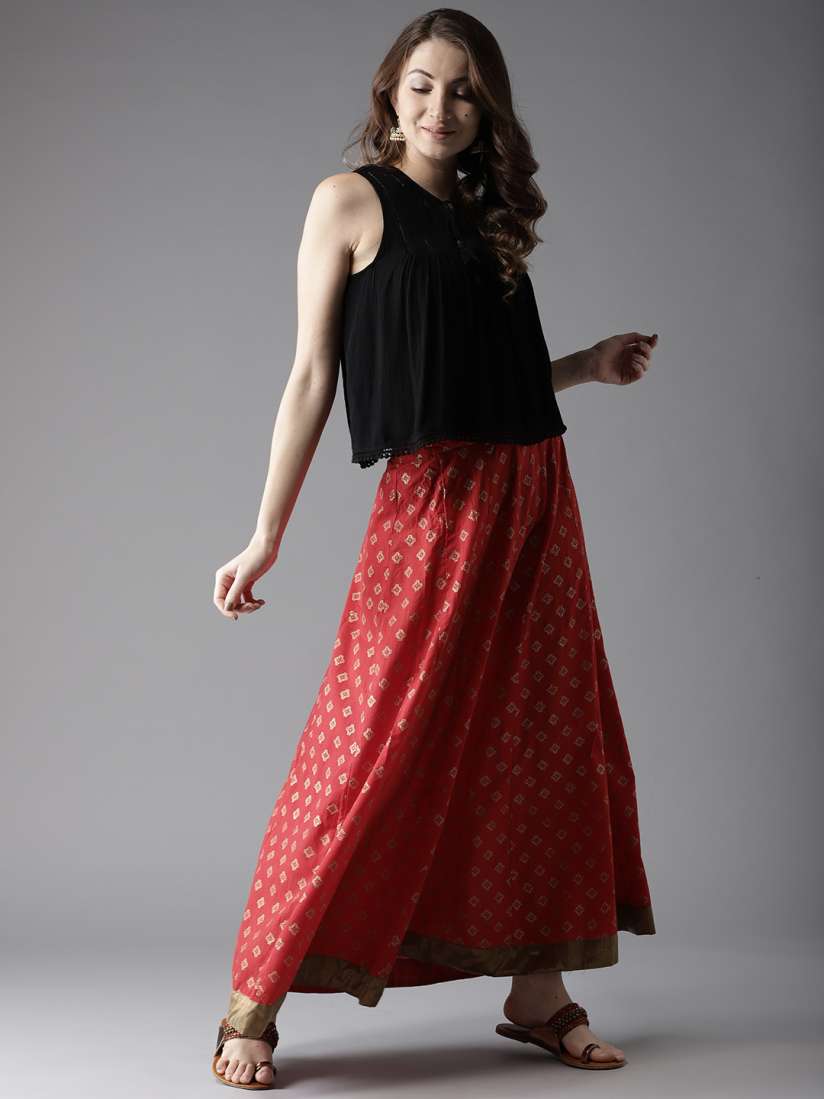 Red long skirt 2018 hotsell