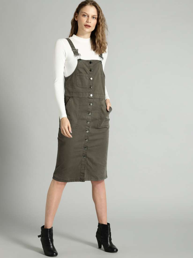 Buy Roadster Women Grey Solid Pinafore Dress Dresses for Women 5362249 Myntra