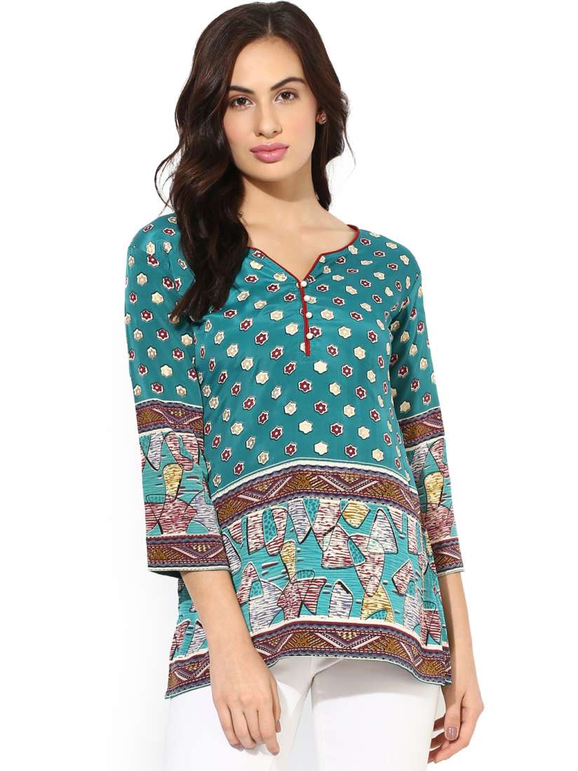 Buy Eternal Women Teal Printed A Line Kurti Kurtis for Women 5388058 Myntra