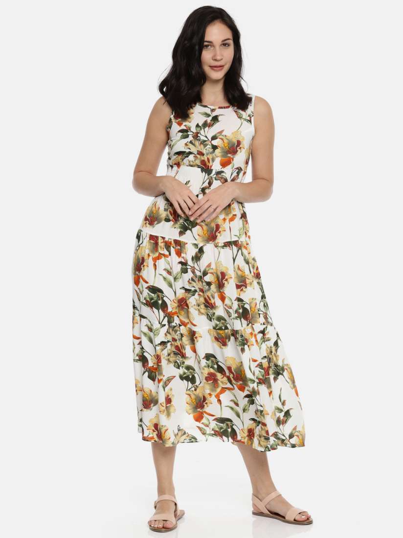 Buy Ginger by Lifestyle Women Off White Printed A Line Dress Dresses for Women 5392441 Myntra