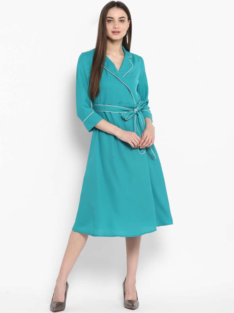 Buy StyleStone Women Sea Green Solid Wrap Dress Dresses for Women 5393164 Myntra