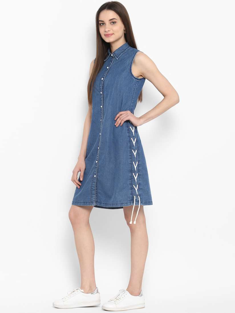 Denim one piece myntra new arrivals