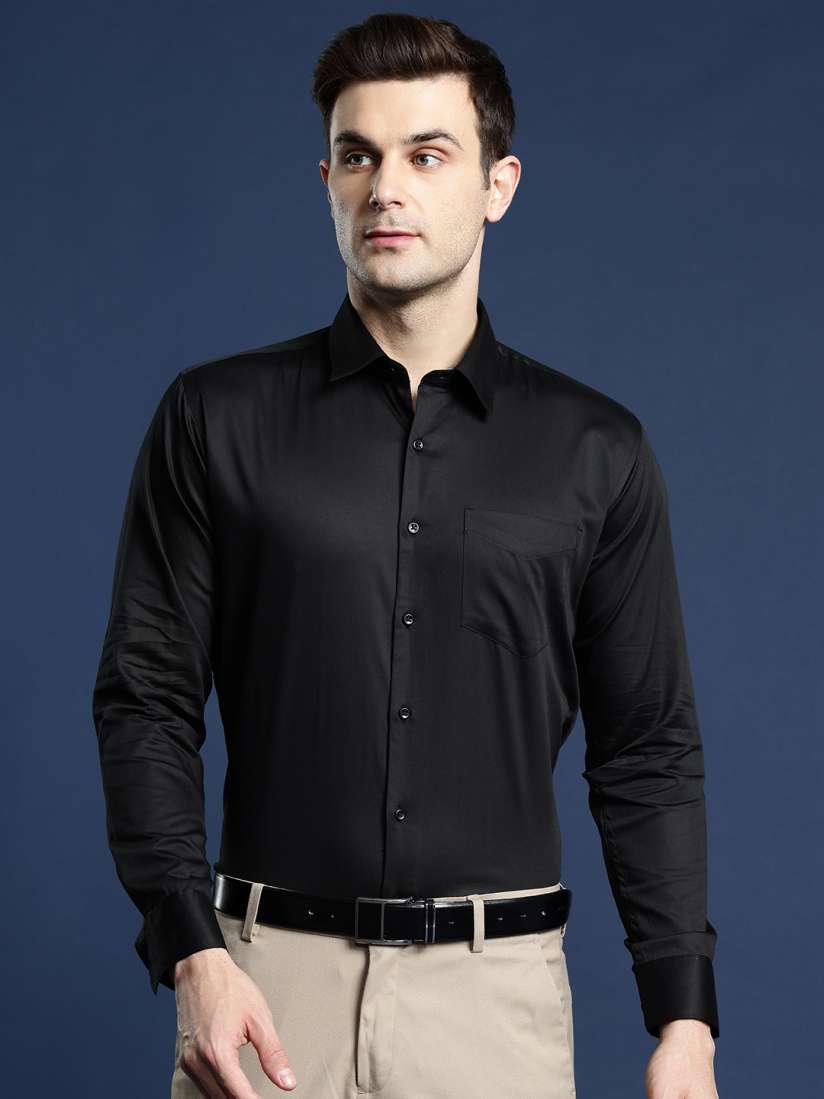 Buy Hancock Men Black Slim Fit Solid Formal Shirt Shirts for Men 5394086 Myntra