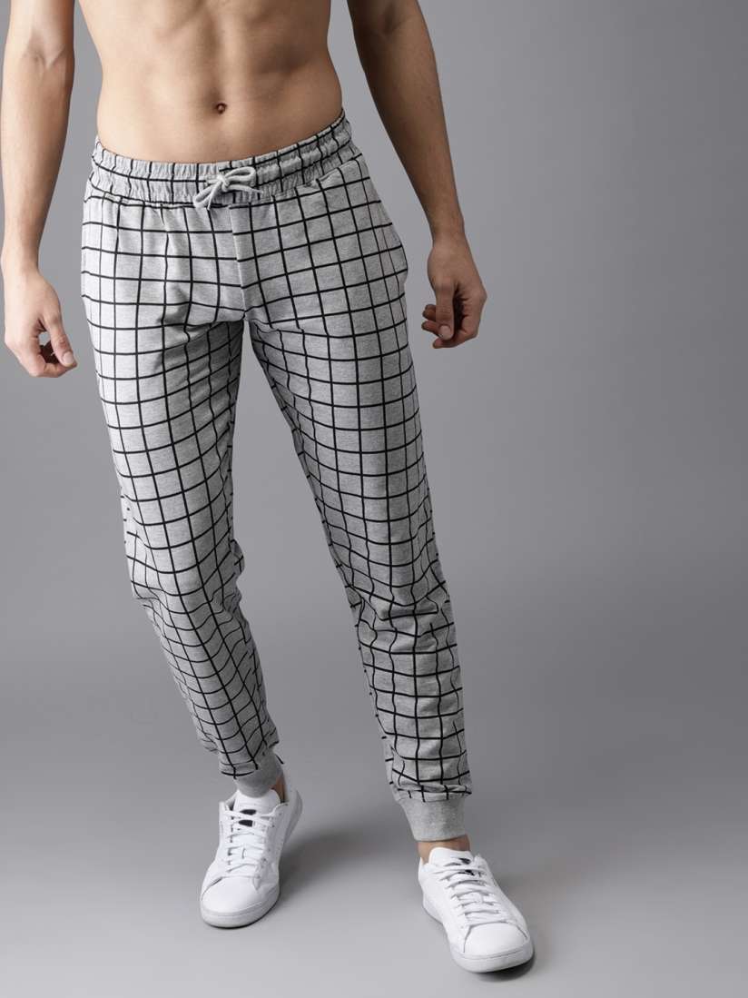 Checked joggers best sale