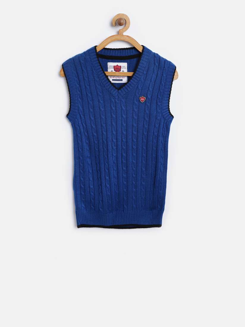 Buy 612 Ivy League Boys Blue Solid Sweater Vest Sweaters for Boys 5416522 Myntra