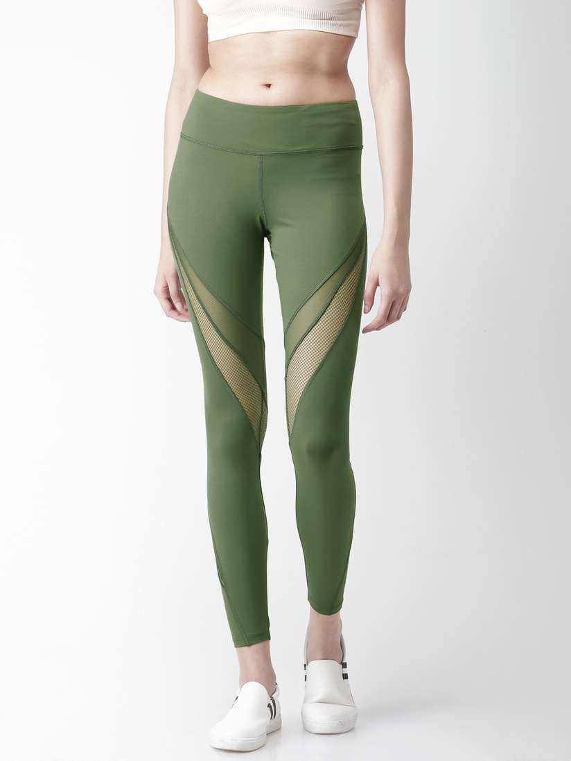 Buy FOREVER 21 Women Olive Green Solid Cropped Tights Tights for