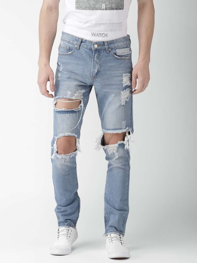 Buy FOREVER 21 Men Blue Regular Fit Mid Rise Highly Distressed Jeans Jeans for Men 5424454 Myntra